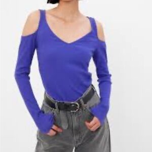 GAP Women's Vivid Blue Cold Shoulder Top